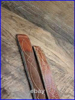 Vtg. Grundman Suede Backed Leather Cobra Rifle Sling With Swivels
