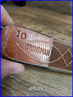 Vtg. Grundman Suede Backed Leather Cobra Rifle Sling With Swivels