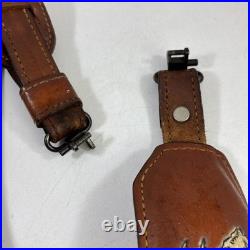 Vtg Padded Leather Rifle Sling Elk and Mountain Scene Adjustable Strap