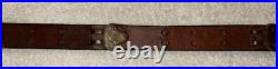 Vtg WWI WWII leather 1.25 wide RIFLE SLING steel hook M1907 M1903 Garand Spring