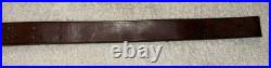 Vtg WWI WWII leather 1.25 wide RIFLE SLING steel hook M1907 M1903 Garand Spring