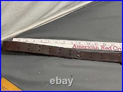 Vtg WWI WWII leather 1.25 wide RIFLE SLING steel hook M1907 M1903 Garand Spring