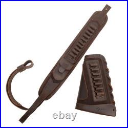 WAYNES DOG Cowhide Leather Gun Shell Holder Buttstock with Matched Rifle Sling