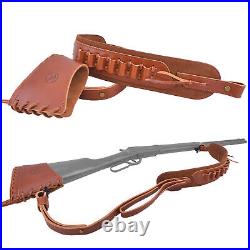 WAYNE'S DOG Set of Leather Rifle Recoil Pad Butt Stock with Gun Shoulder Sling