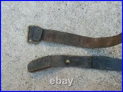 WWI WWII French Leather Rifle Sling BERTHIER MAS Brass Buckle