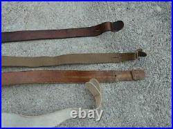 WWI WWII Lot 4 French Leather Rifle Sling LEBEL BERTHIER MAS Metal Buckle
