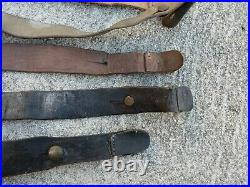 WWI WWII Lot 5 French Leather Rifle Sling LEBEL BERTHIER MAS Metal Buckle