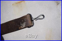 WWI-WWII U. S. Rifle Leather Sling (1918) W. E. H WITH VINTAGE WINCHESTER HOOKS