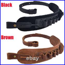 Wayne's Dog Premium Leather Rifle Shotgun Sling Shoulder Strap Shell Holder. 308