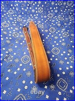 White Stitched Tooled Leather Rifle Sling Suede Backed Sling With Talon Swivels