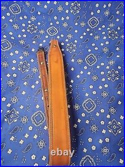 White Stitched Tooled Leather Rifle Sling Suede Backed Sling With Talon Swivels