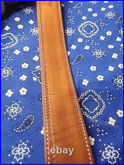 White Stitched Tooled Leather Rifle Sling Suede Backed Sling With Talon Swivels