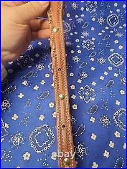 White Stitched Tooled Leather Rifle Sling Suede Backed Sling With Talon Swivels