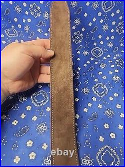 White Stitched Tooled Leather Rifle Sling Suede Backed Sling With Talon Swivels