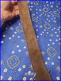 White Stitched Tooled Leather Rifle Sling Suede Backed Sling With Talon Swivels