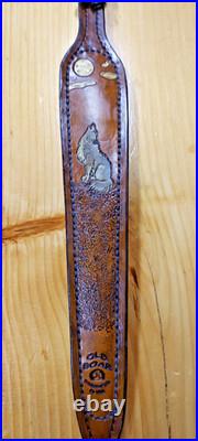 Wolf Custom made leather padded rifle or shotgun sling, made in the U. S. A Wolf Custom made leather padded rifle or shotgun sling, made in the U. S. A